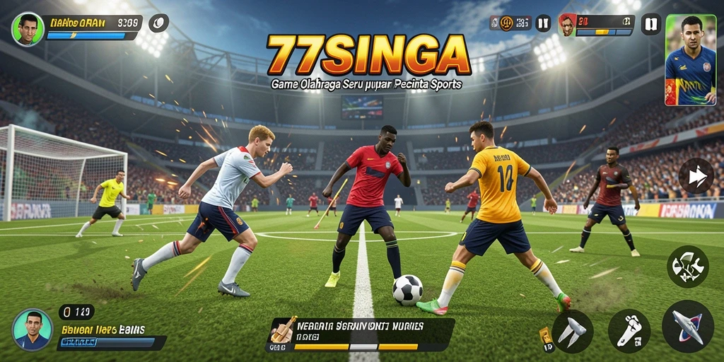 Tampilan gameplay seru dalam 77SINGA yang melibatkan berbagai olahraga.