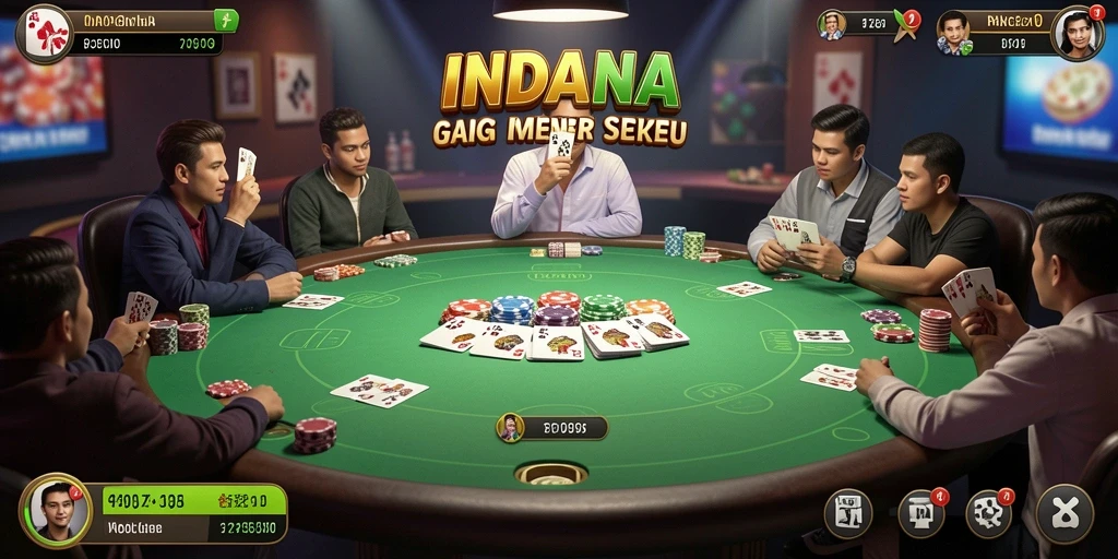 Tampilan intens gameplay Poker di INDAAA.