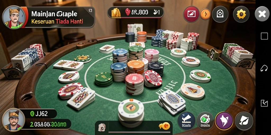 Tampilan gameplay seru saat bermain Gaple di JJ62.