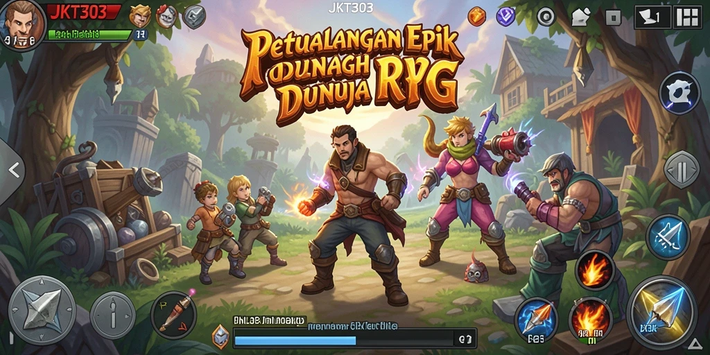 Tangkapan layar gameplay JKT303 menunjukkan pertempuran yang mendebarkan di dunia fantasi.