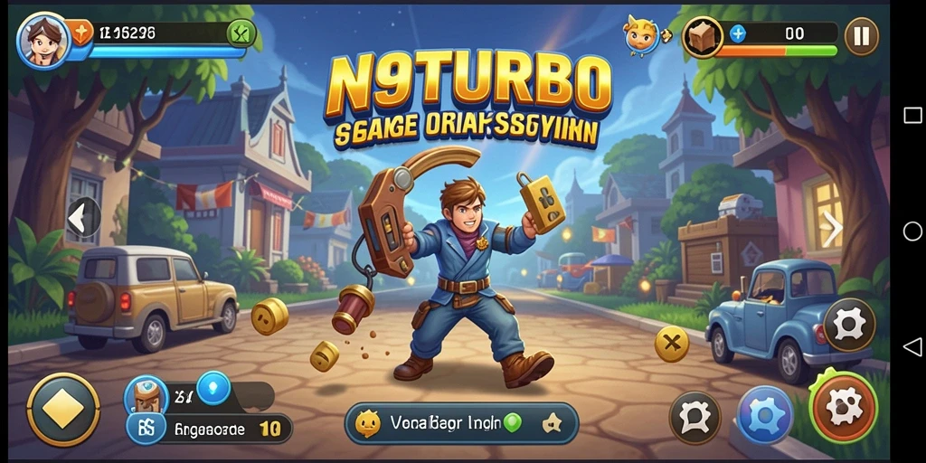 Tampilan gameplay seru N9TURBO dengan tantangan Arcade.