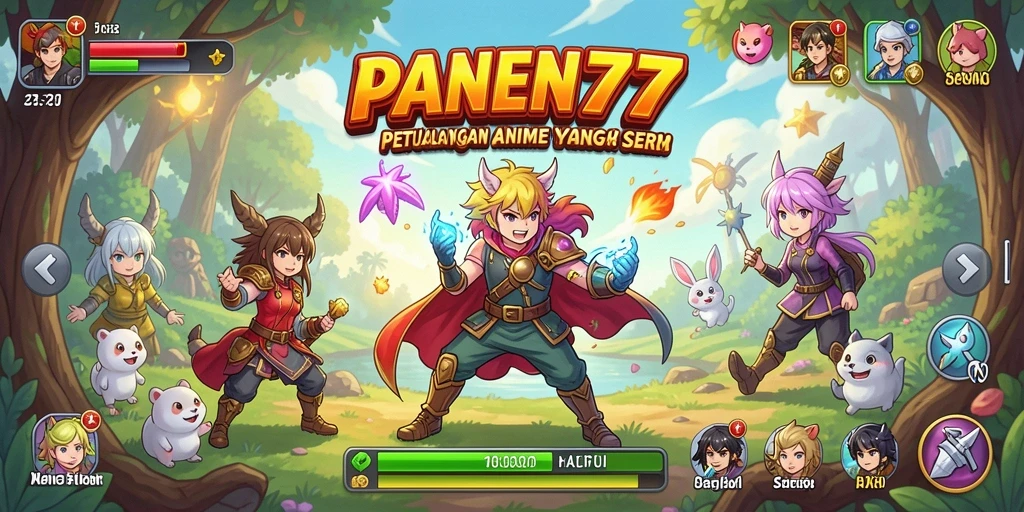 Screenshot gameplay PANEN77 dengan karakter anime yang menakjubkan.