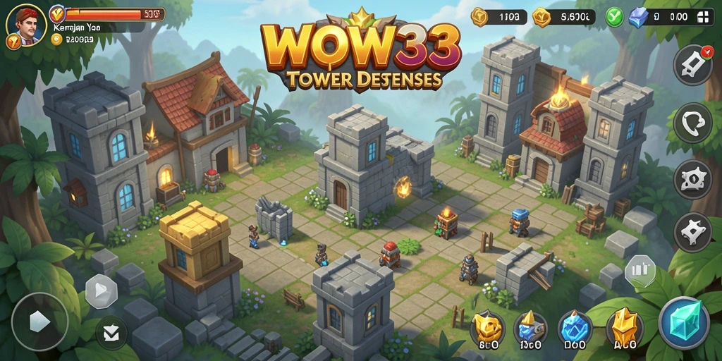 Tampilan permainan menegangkan dengan berbagai strategi Tower Defense yang unik.